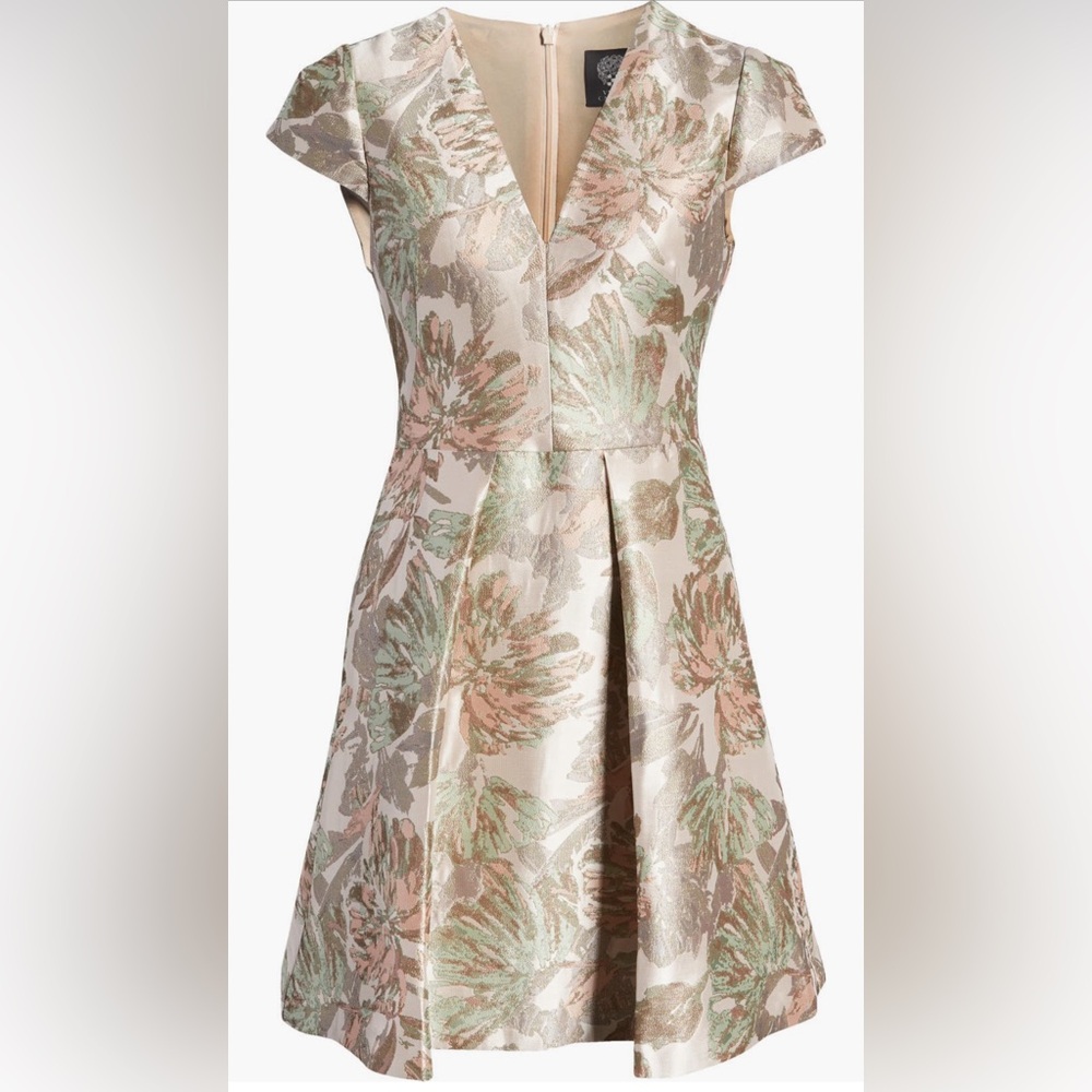 Vince Camuto Metallic Jacquard Fit and Flare Dress